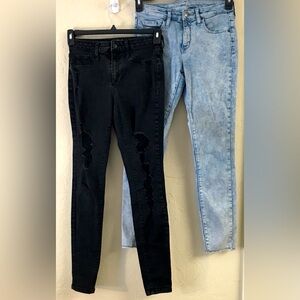 Universal Thread Skinny Jean Bundle Size 4 Black Blue Stretch Denim Distressing